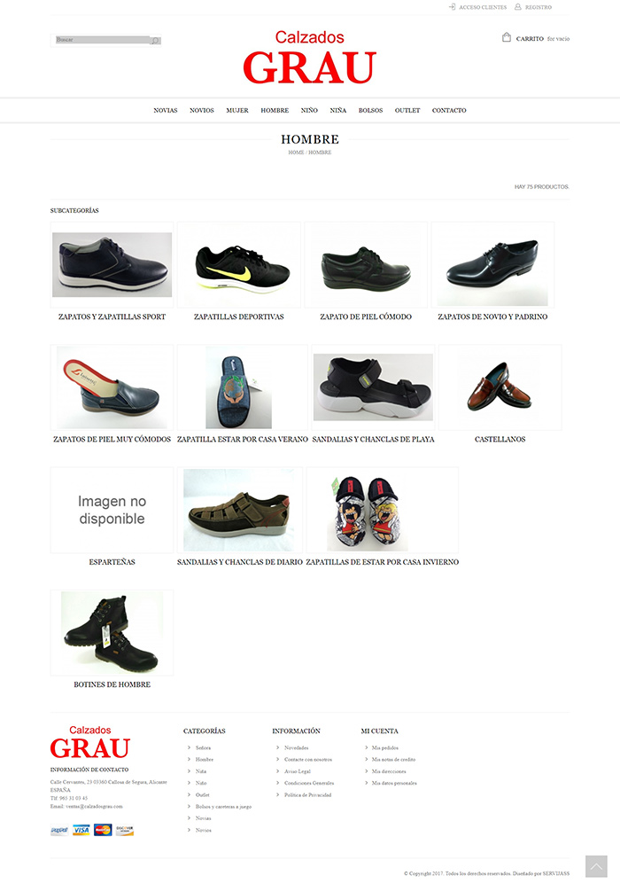 Tienda online de calzado y zapatos calzados gradu. Imagen en detalle categorías de hombre. Deportivas, piel comodo, zapatos de novio, zapatillas, chanclas, esparteñas, botines.