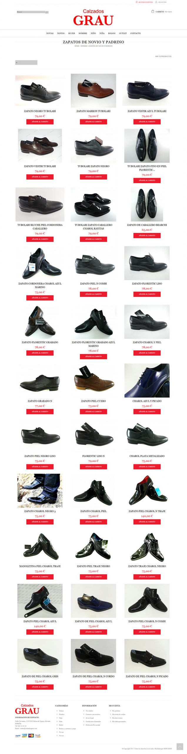 Imagen de catalogo de opciones de compra. Zapatos de hombre, masculinos de arreglar. Tienda Online Calzados Grau. Creado por Punctum Marketing
