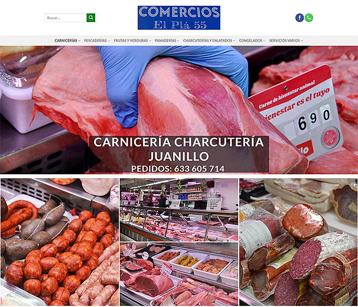 Imagen pagina web asociación comerciantes charcuteria jacinto. Aparición de productos de embutidos, carnes.