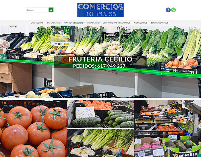 Imagen pagina web asociación comerciantes verduleria cecilio. Aparición de productos de verduras, hortalizas.
