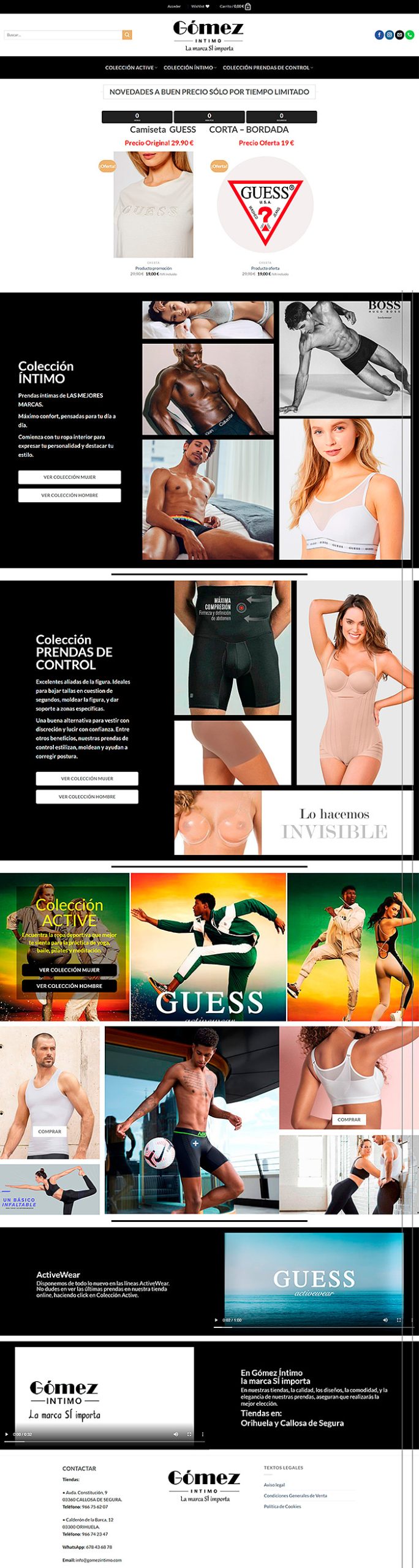 Pagina web Online Gomez Intimo de Moda y moda intima para hombre y mujer. Pagina con detalle